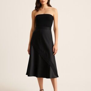 John Rocha Black Silk Blend Skirt with Lace Trim